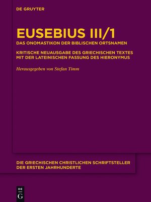 cover image of Das Onomastikon der biblischen Ortsnamen